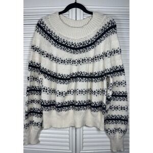 Melrose & Market Cream Black Mock Neck Cozy Knit‎ Sweater Size XL